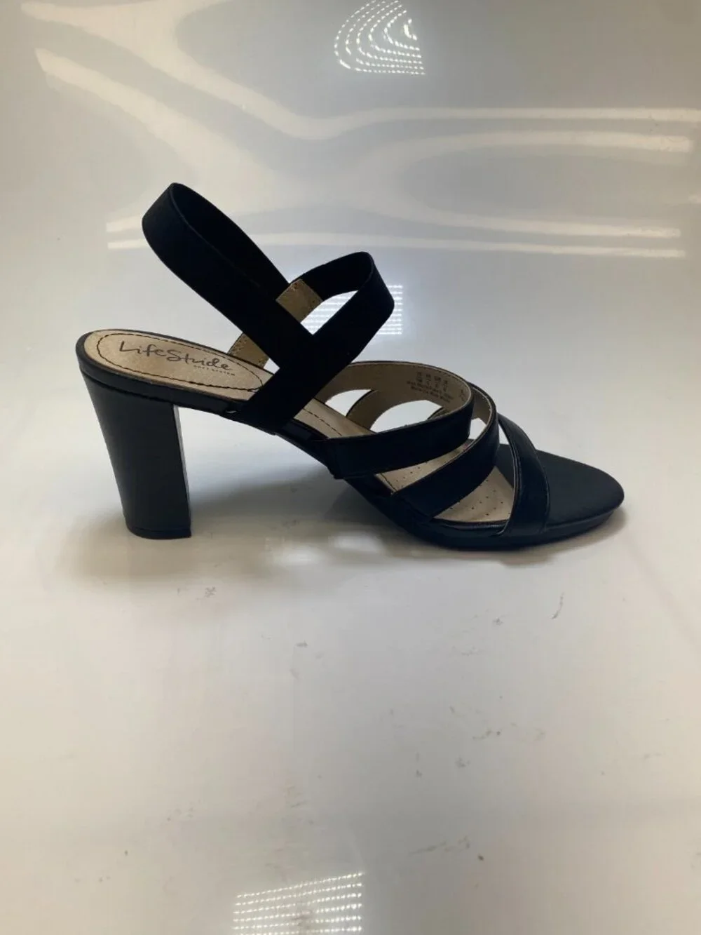 Life Stride Women's Artist Black Strappy Sling Back Heel Sandal Sz 11